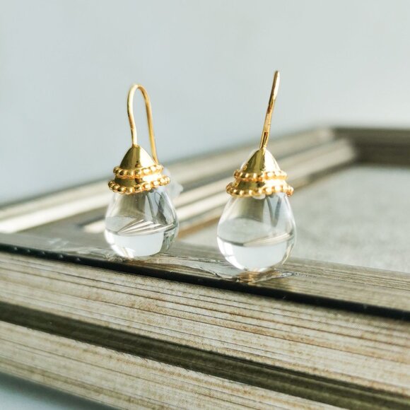 Julie Vos Jewelry - Julie Vos Noel Demi Clear Crystal Gold Earrings Small